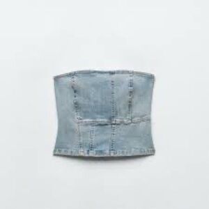 Zara Blue Denim Tube Top NWT Size Large